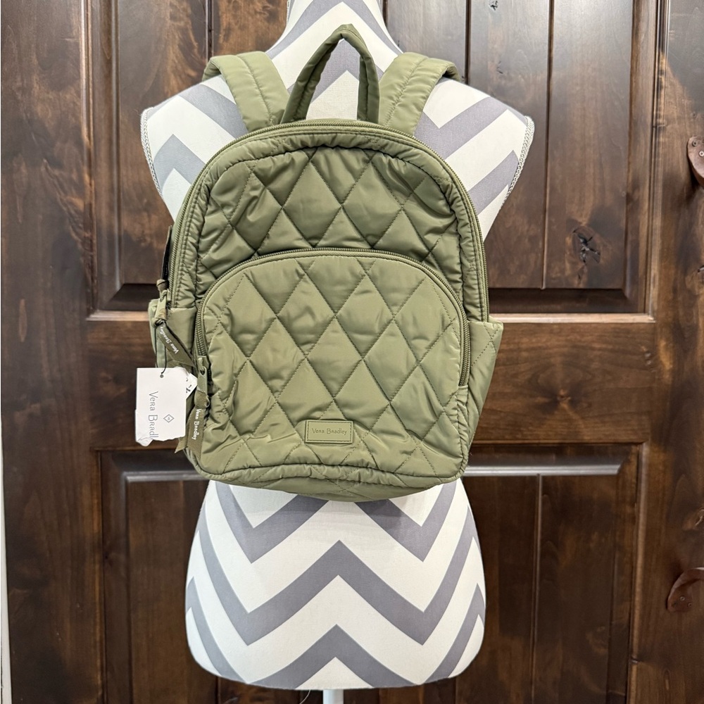 Vera Bradley Floral Quilted Sage Green mini Backpack